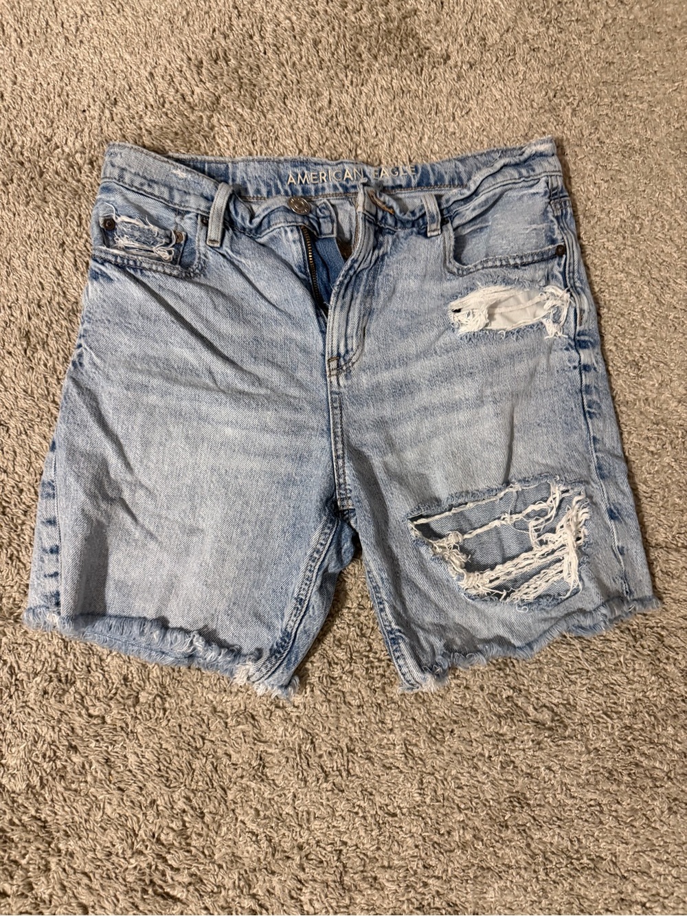 American Eagle Outfitters Light Blue Distressed Denim Shorts